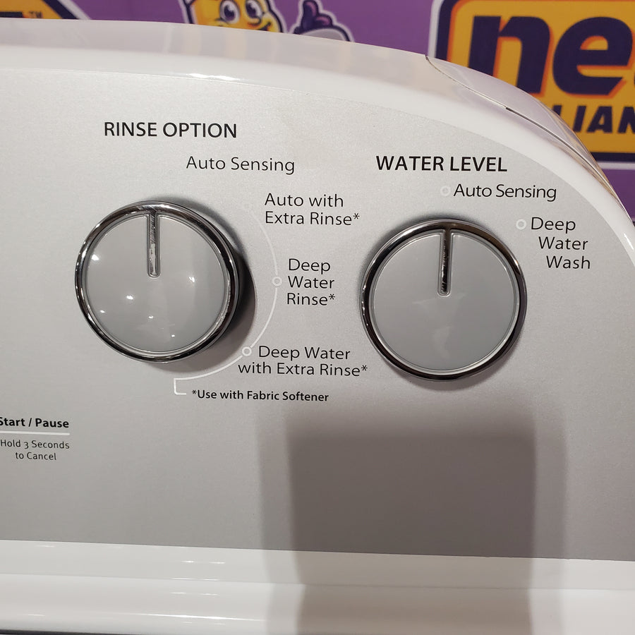 Whirlpool 3.8 cu. ft. Top Load Washer with Stainless Steel Wash Basket and 360 Wash Agitator WTW4816TW - Open Box and Whirlpool White Electric Extra Large 7.0 Cu. Ft. Dryer with Wrinkle Shield WED4815EW - Open Box
