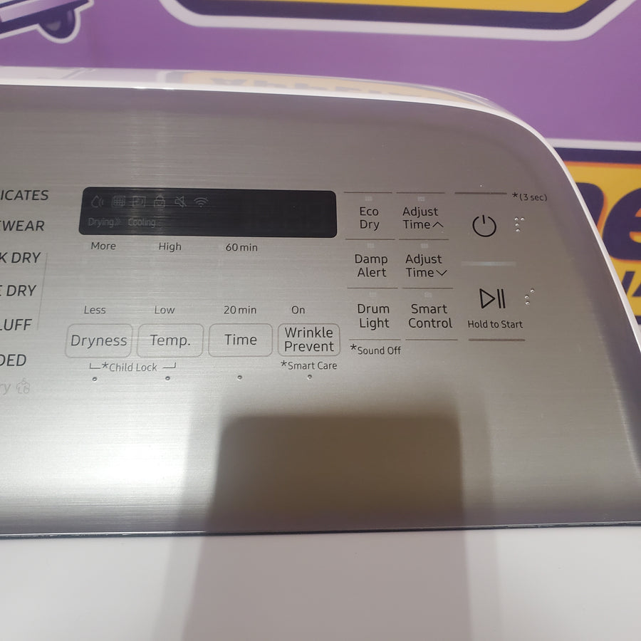 Samsung 5.2 cu. ft. Large Capacity Smart Top Load Washer with Super Speed Wash in White WA52DG5500AW - Scratch & Dent (Minor) and Samsung White Smart Electric 7.4 Cu. Ft. Dryer with Sensor Dry and Steam Sanitize+ DVE52A5500W - Scratch & Dent (Minor)