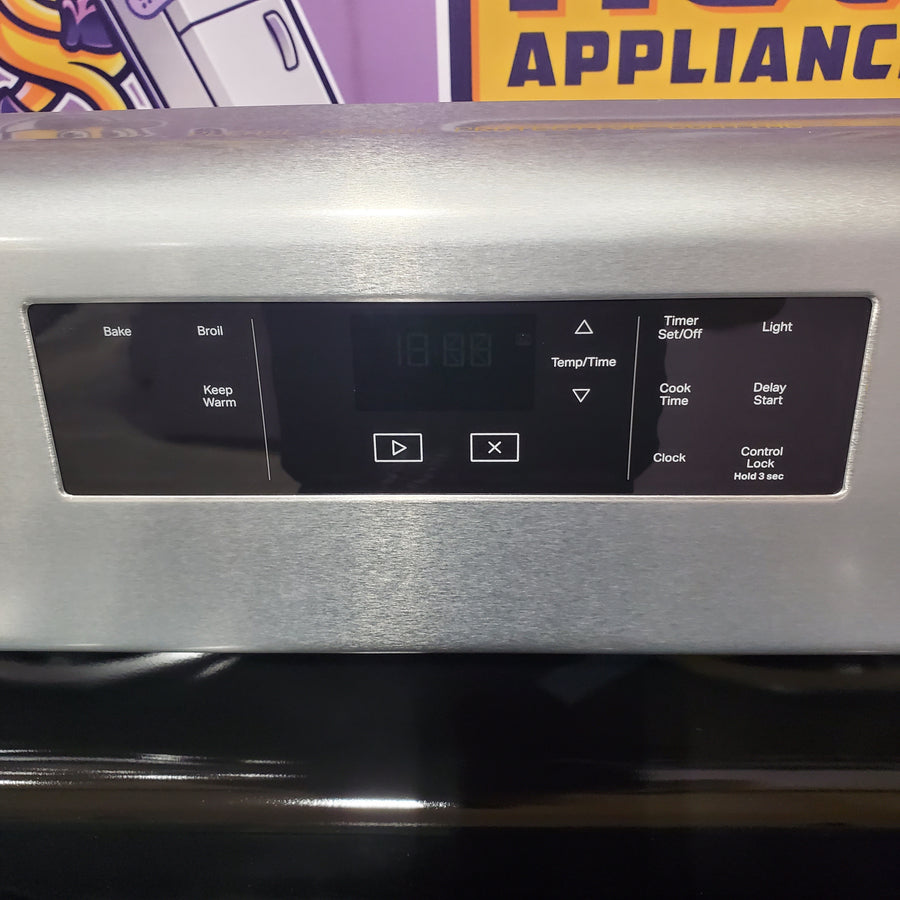Whirlpool Stainless Steel 4.8 cu. ft. Electric Range with Keep Warm Setting and Large Oven Window WFC150M0JS - Open Box