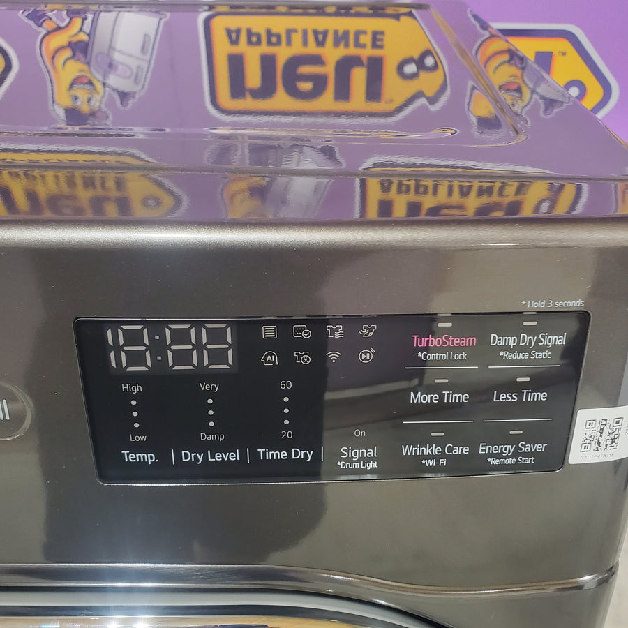 LG Black Steel 9.0 cu. ft. Mega Capacity Smart wi-fi Enabled Front Load Electric Dryer with TurboSteam™ and Built-In Intelligence DLEX8900B - Open Box