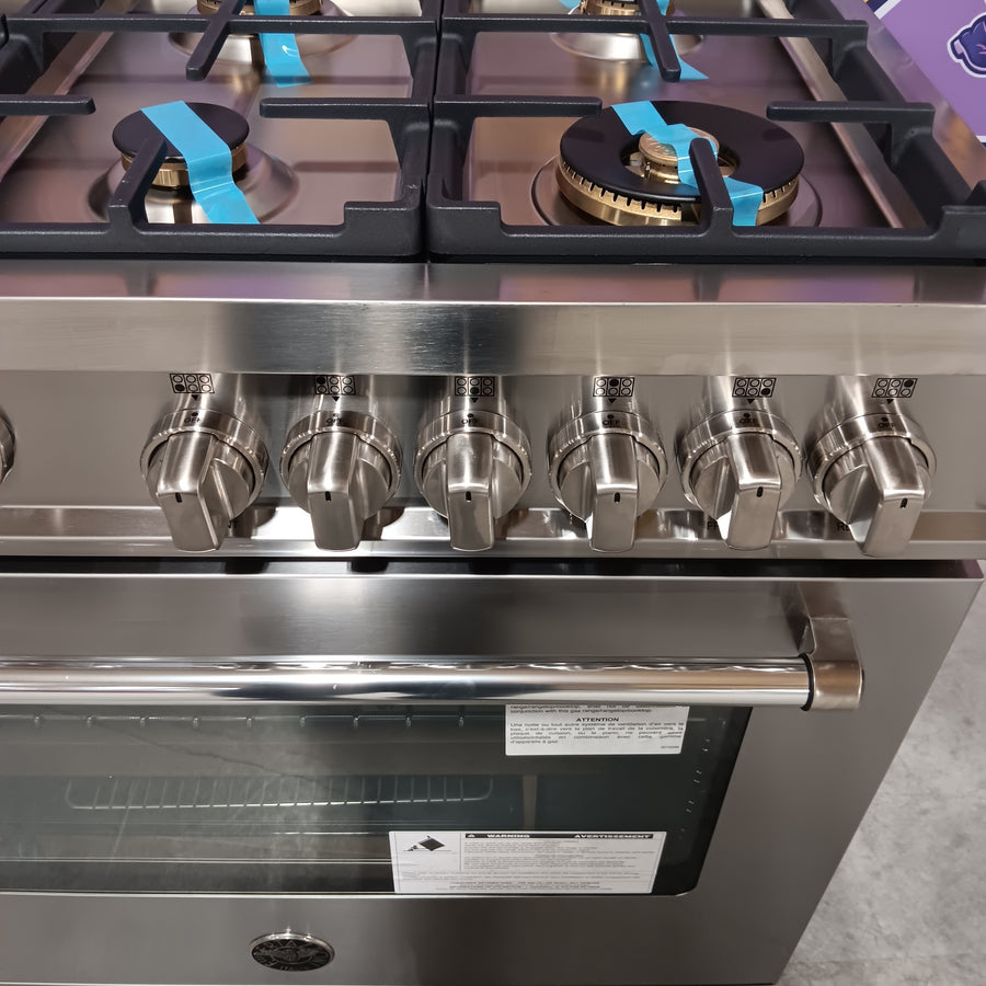 Bertazzoni 36 in. Wide 6 Burner 5.76 cu. ft. Master SeriesDual Fuel Freestanding Range in Stainless Steel MAS366BCFEPXT - Scratch & Dent (Minor)
