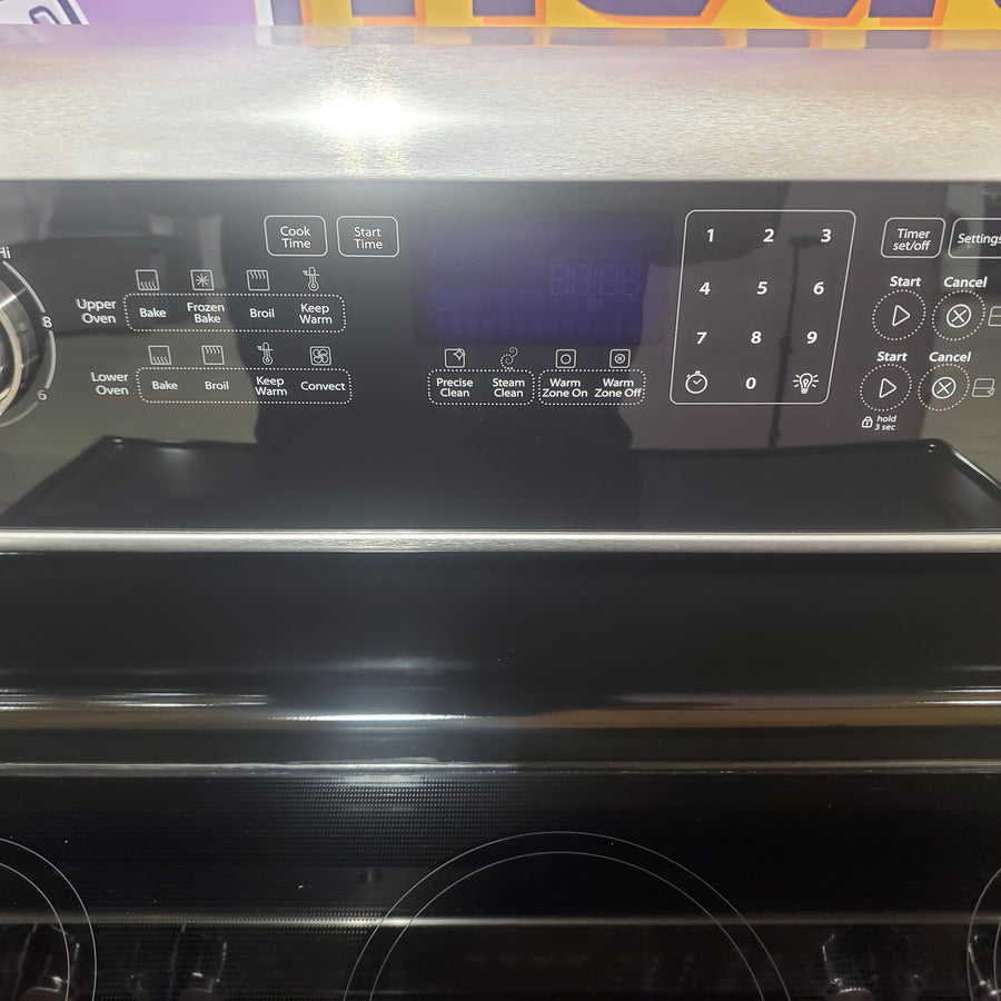 Whirlpool 6.7 cu. ft. 5 Burner Element Double Oven Electric Range with True Convection in Stainless Steel 22321458 - WGE745C0FS - Open Box
