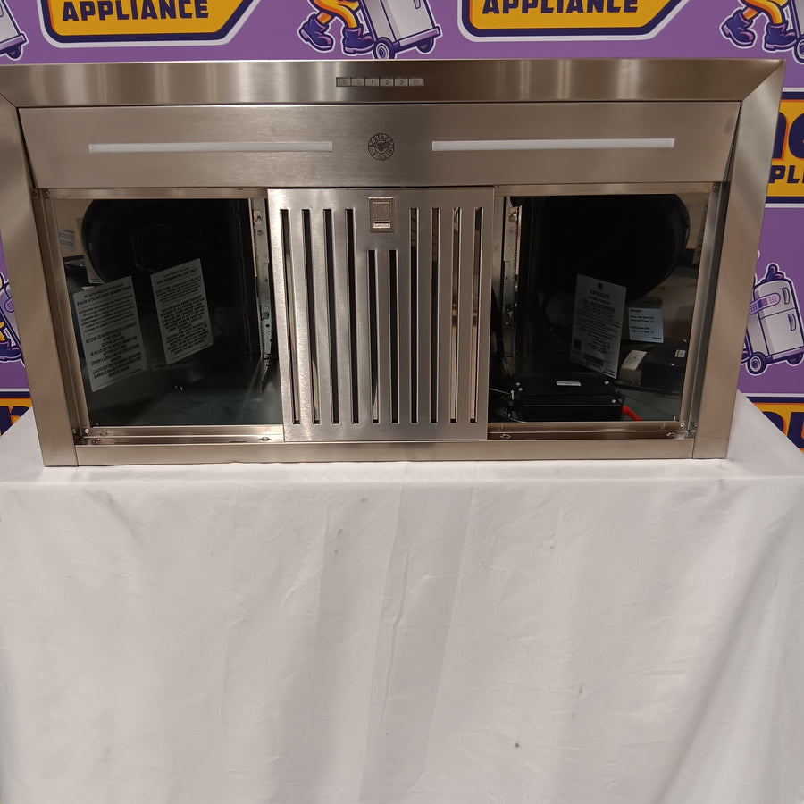Bertazzoni 36 Wall-mount Chimney Hood with 3 Speeds + Booster, 600 CFM, 1 Motor, Digital Airflow Reducer, Timer, Filter Alarm, and Air-cleaning Option KPH36XT - Scratch & Dent (Minor)