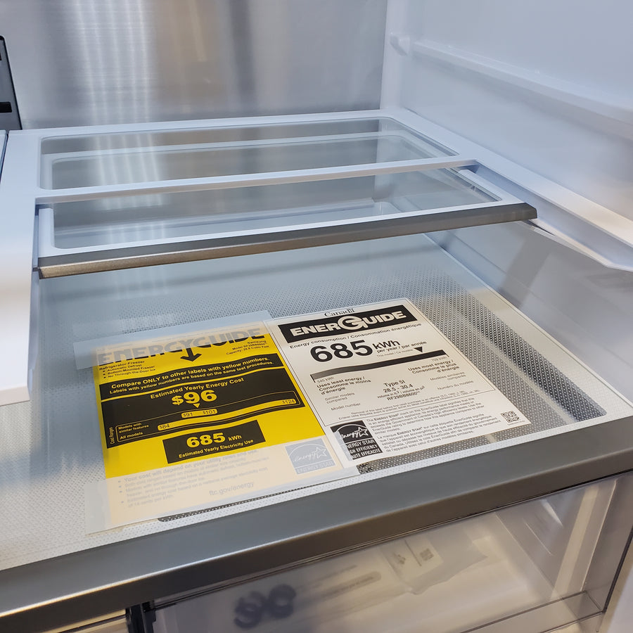 Samsung 29 cu. ft. Bespoke 4-Door French Door Refrigerator with Beverage Center™ in Stainless Steel RF29BB8600QL - Scratch & Dent (Moderate)