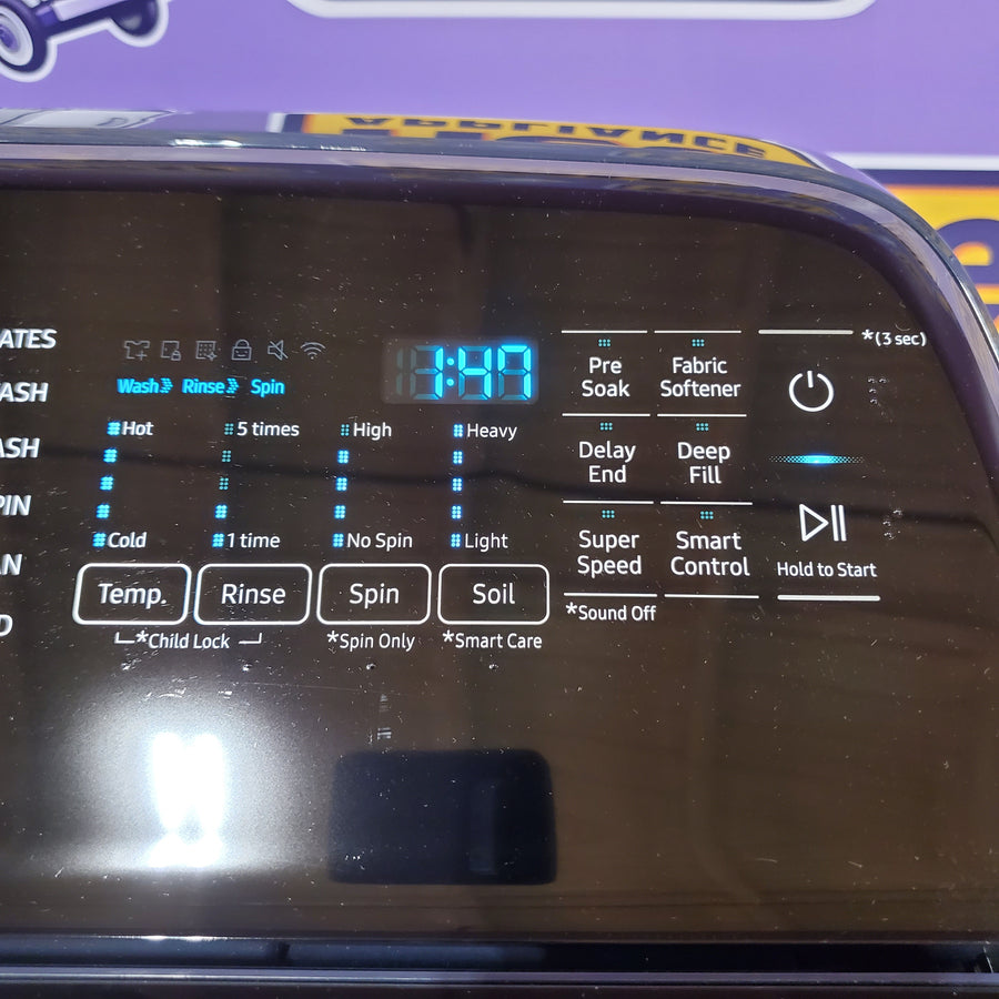 Samsung 5.4 cu. ft. Smart Top Load Washer with Pet Care Solution and Super Speed Wash WA54CG7150AD - Scratch & Dent (Minor) and  7.4 cu. ft. Smart Vented Electric Dryer with Pet Care Dry and Steam Sanitize+ 16262 - DVE54CG7150D - Open Box