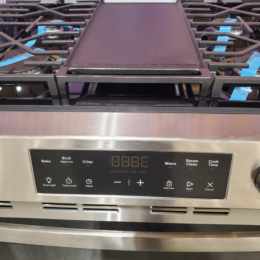 GE 30 in. 5-Burners Slide-In Gas Range in Stainless Steel with Crisp Mode GGS500SVSS - Scratch & Dent (Minor)