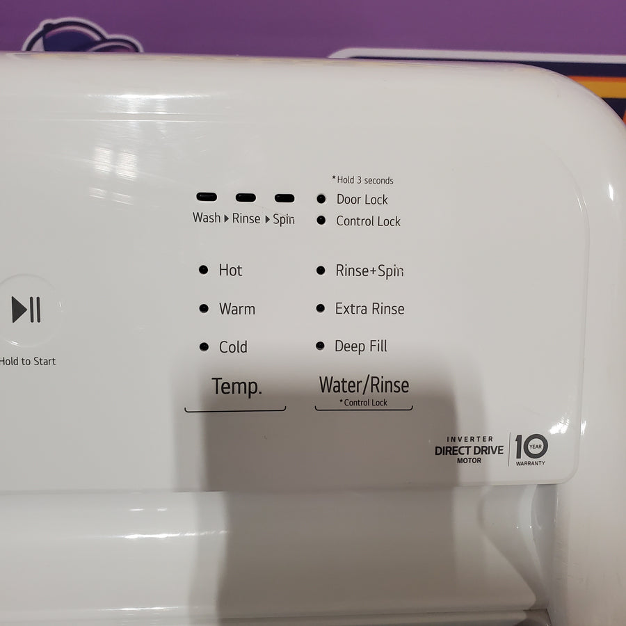 LG Top Load 4.1 Cu. Ft. Washer with TurboDrum Technology in White WT6105CW - Scratch & Dent (Moderate) and LG 7.3 Cu. Ft.  Electric Rear Control Ultra Large Capacity Dryer in White with Sensor Dry 16297 - DLE6100W - Open Box