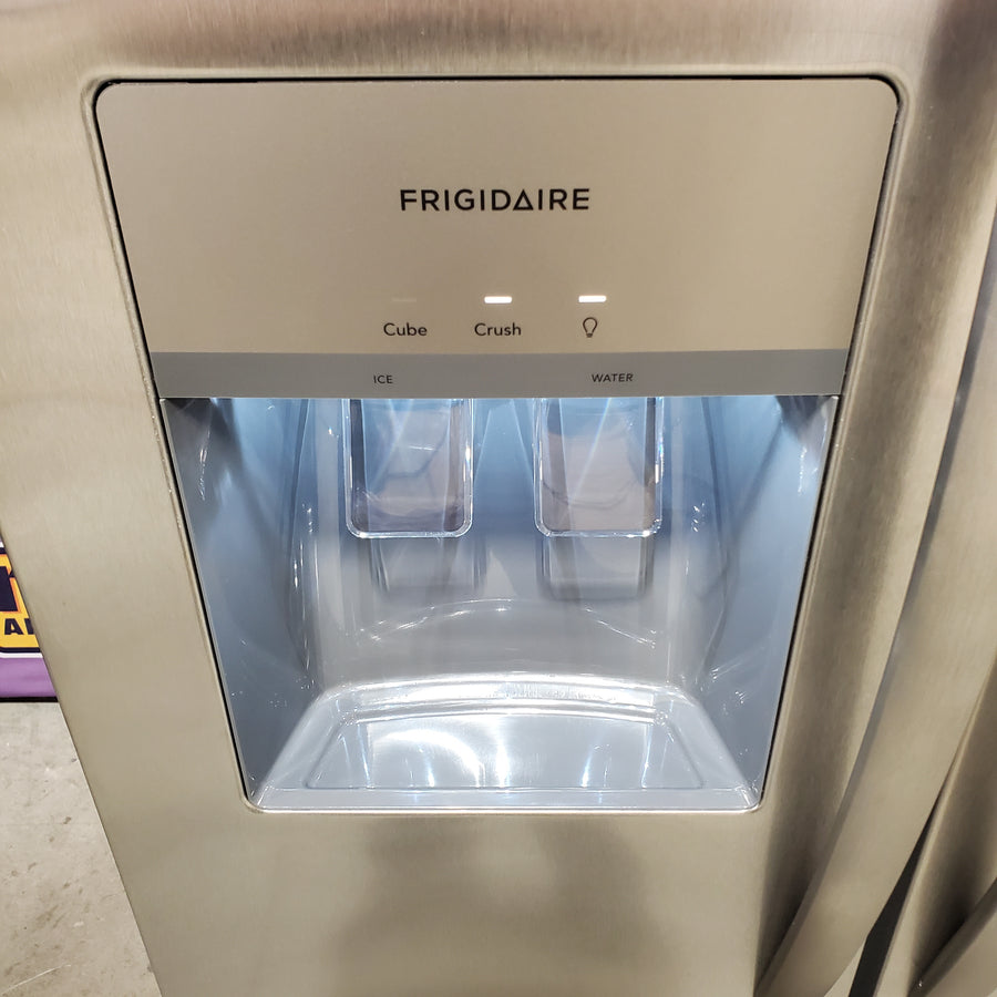Frigidaire 25.6 cu. ft. ENERGY STAR Side by Side Refrigerator with Exterior Water and Ice Dispenser in Stainless Steel FRSS2623AS - Scratch & Dent (Minor)