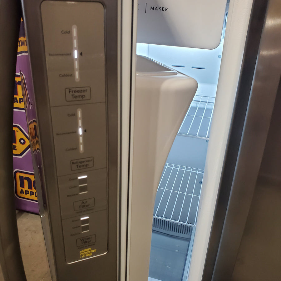 Frigidaire 25.6 cu. ft. ENERGY STAR Side by Side Refrigerator with Exterior Water and Ice Dispenser in Stainless Steel FRSS2623AS - Scratch & Dent (Moderate)