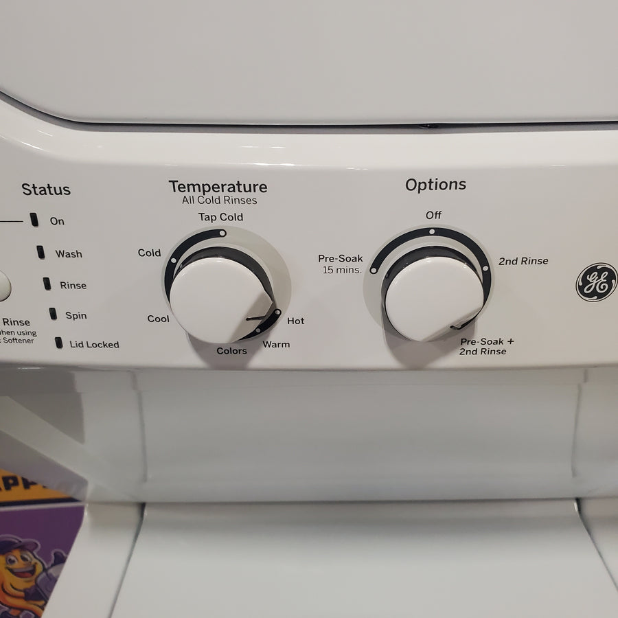 GE Unitized Spacemaker® 2.3 cu. ft. Capacity Washer with Stainless Steel Basket and 4.4 cu. ft. Capacity Electric Dryer GUD24ESSMWW - Certified Refurbished