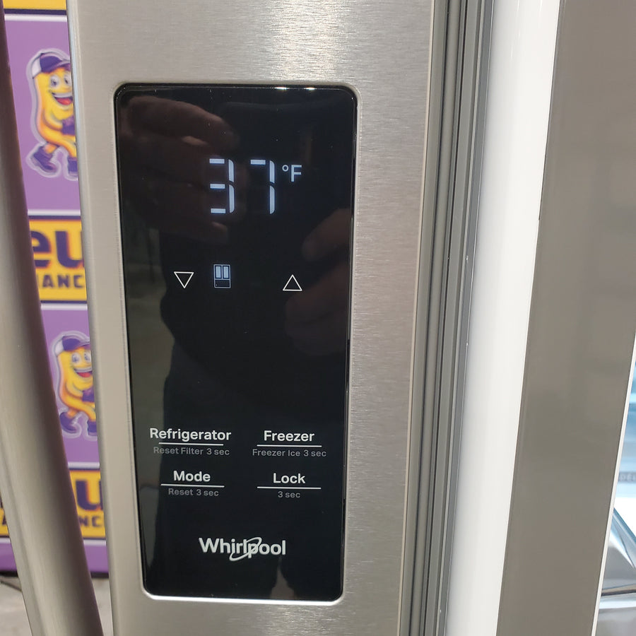 Whirlpool 31 cu. ft. Standard Depth French Door Refrigerator in Fingerprint Resist Stainless Finish w/ Interior Dispenser WRFF3336SZ - Scratch & Dent (Minor)