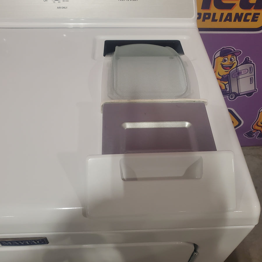 Maytag 4.7 cu. ft. Top Load Washer with Agitator, Pet Pro Option and Extra Power in White MTW5605RW - Open Box and Maytag 7.0 cu. ft. Capacity Top Load Electric Wrinkle Prevent Dryer MED4500MW - Scratch & Dent (Minor)