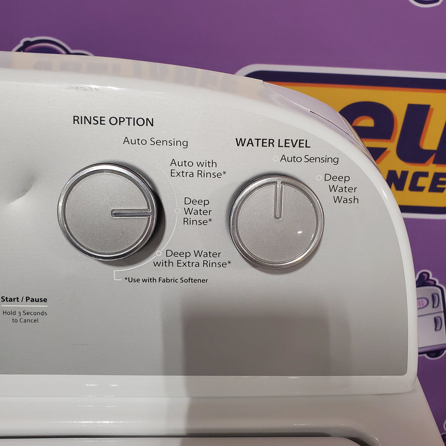 Whirlpool 3.8–3.9 Cu. Ft.  Top Load Washer with 2 in 1 Removable Agitator and Soil Level Selection WTW4957PW - Certified Refurbished and Whirlpool 7-cu ft Vented Electric Dryer WED4815EW - Scratch & Dent (Minor)