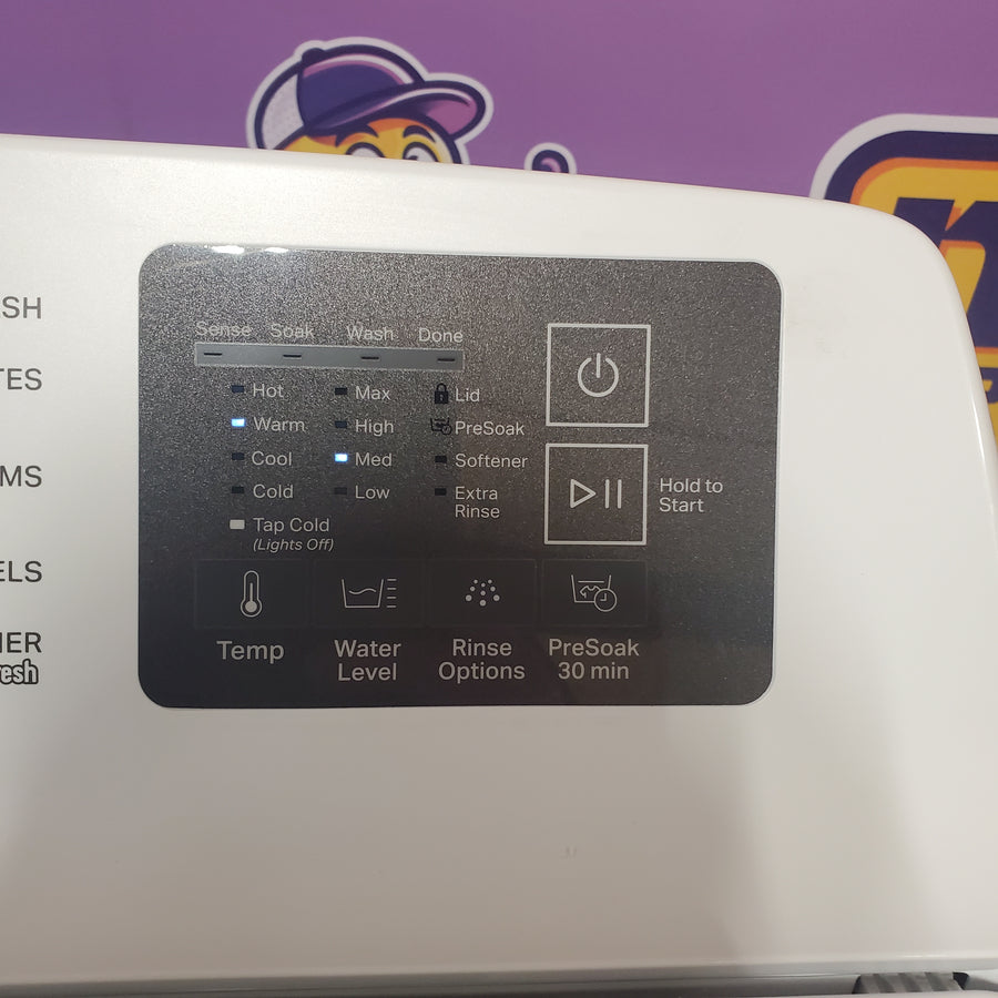 Whirlpool 4.2-4.3 Cu. Ft. Top Load Washer with 2-in-1 Removable Agitator and Soft Close Glass Lid WTW4307SW - Scratch & Dent (Minor) and Whirlpool 7.0 cu. ft. Electric Dryer with Adaptive Dry and Wrinkle Shield™ Option WED4307SW - Open Box