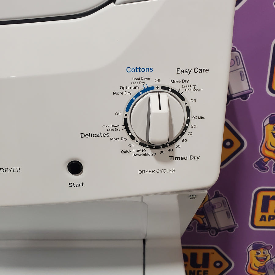 GE Unitized Spacemaker® 3.8 cu. ft. Capacity Washer with Stainless Steel Basket and 5.9 cu. ft. Capacity Electric Dryer GUD27ESSMWW - Certified Refurbished