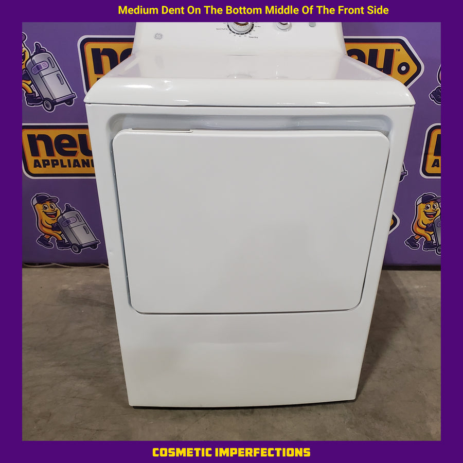 GE White Electric 6.2 Cu. Ft. Capacity Dryer with Shallow Depth and Up to 120 Ft. Venting Capability GTX33EASKWW - Certified Refurbished