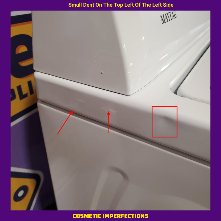 Maytag Top Load 3.8 cu. ft. Washer with Deep Fill and Quick Wash Cycle MVW4005SW - Scratch & Dent (Minor) and Maytag Top Load Electric Wrinkle Prevent 7.0 cu. ft. Dryer with Auto Dry MED4005SW - Scratch & Dent (Minor)