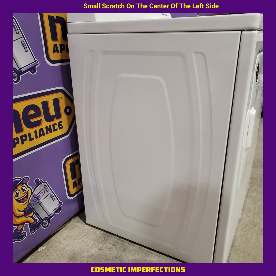 Amana Top Load 3.5 Cu. Ft. Washer with Dual Action Agitator, and Porcelain Tub NTW4516FW - Scratch & Dent (Minor) and Amana 6.5 Cu. Ft. Electric Dryer with Wrinkle Shield Option and Automatic Dryness Control NED4655EW - Certified Refurbished