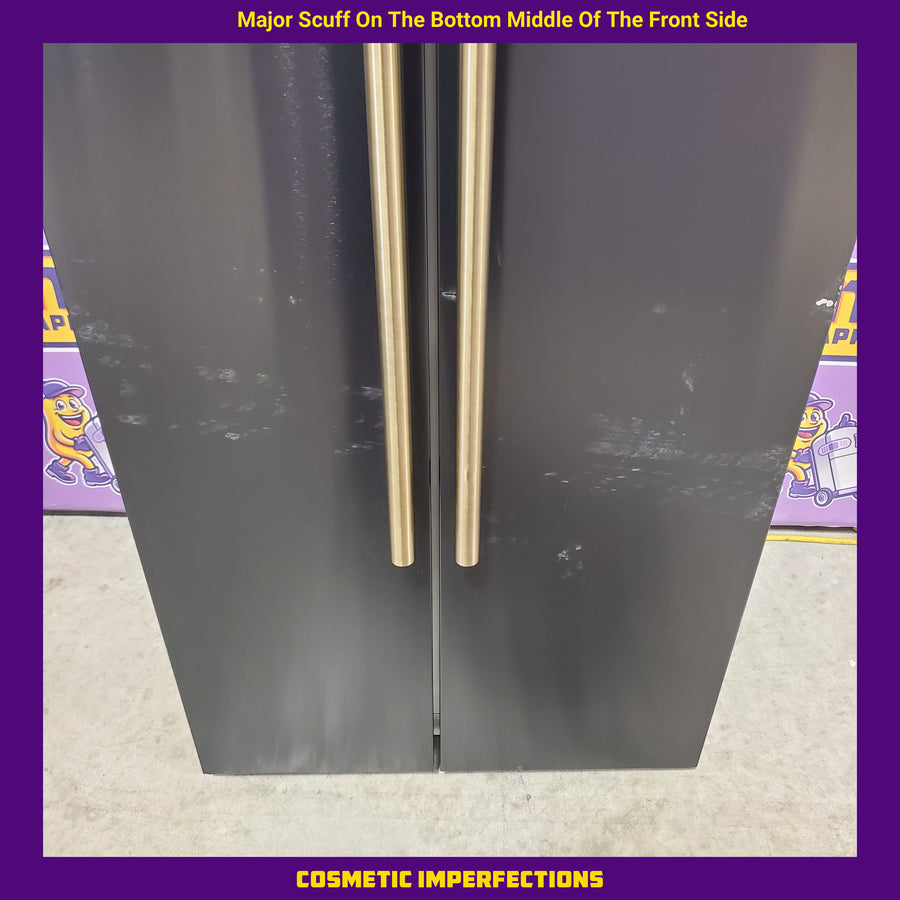 FORNO Salerno Espresso 15.62-cu ft Counter-Depth 33-in Wide Side-by-Side Refrigerator in Black FFRBI1805-33BLK - Scratch & Dent (Major)