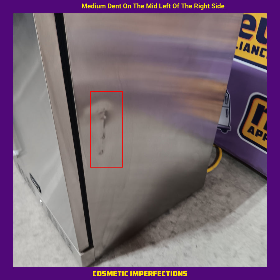 Coyote 24 Inch Outdoor Compact Refrigerator with 5.5 cu. ft. Capacity, Stainless Steel Construction, Wire Shelves, Automatic Defrost, Digital Thermostat, and Interior Lighting C1BIR24-R - Scratch & Dent (Moderate)
