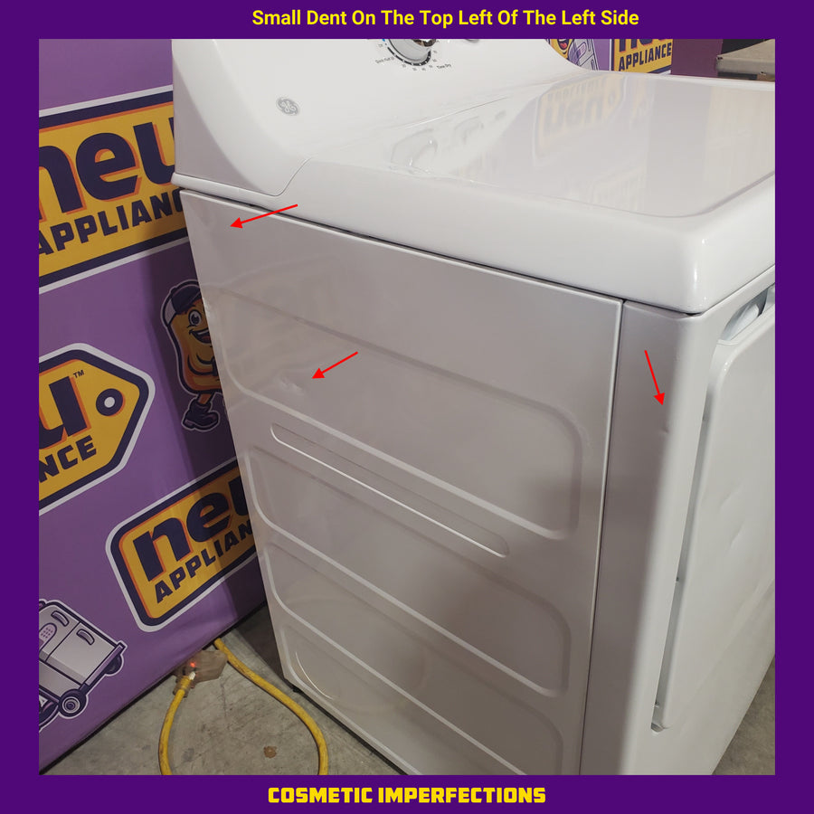 GE® 4.2 cu. ft. Capacity Washer with Stainless Steel Basket Certified Refurbished and GE 6.2 cu. ft. Capacity Electric Dryer with Up To 120 ft. Venting and Shallow Depth GTD33EASKWW - Certified Refurbished