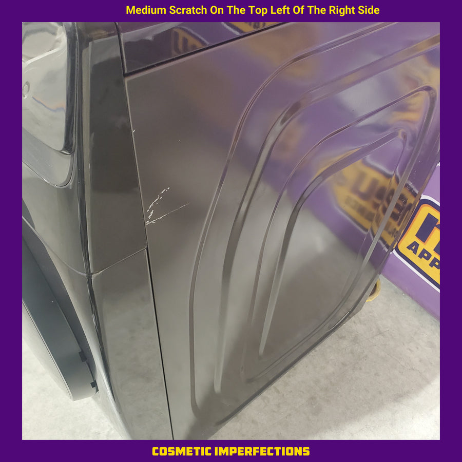 Samsung 7.5-cu ft Stackable Vented Electric Dryer with Steam Cycle in Fingerprint Resistant Black Stainless Steel DVE45R6100V - Scratch & Dent (Moderate)