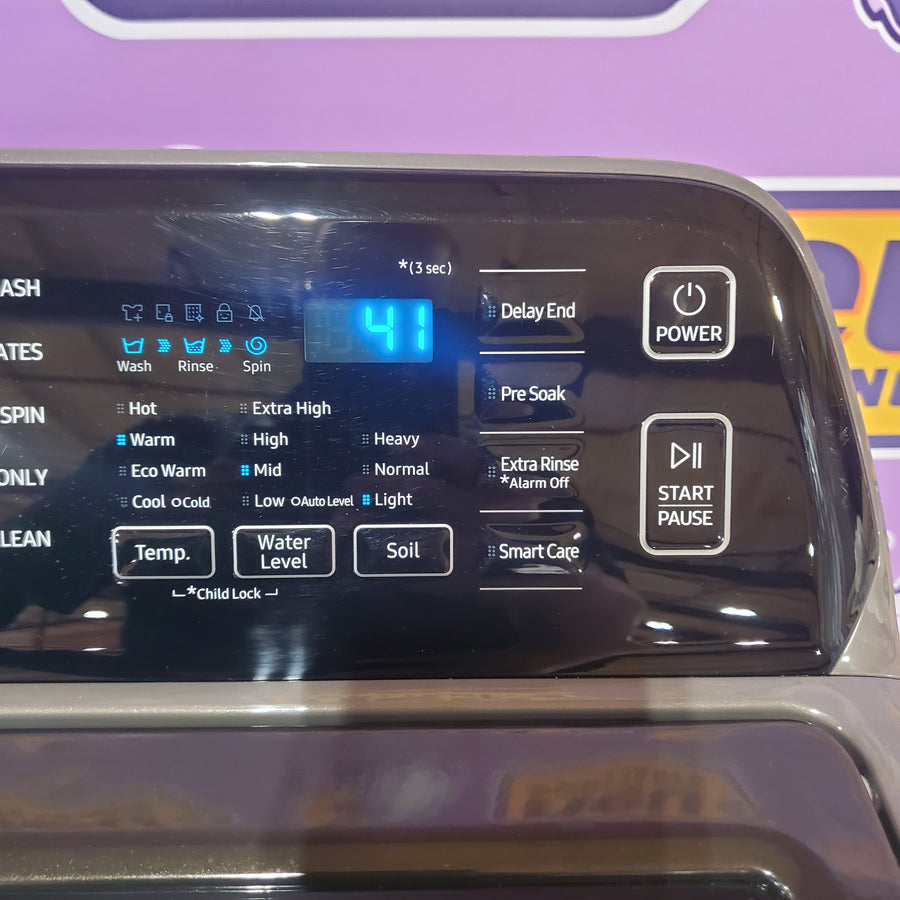 Samsung 4.5 cu. ft. Capacity Top Load Washer with Active WaterJet in Platinum WA45T3400AP - Certified Refurbished and Samsung 7.4 Cu. Ft. Gas Dryer with Sensor Dry in Platinum DVG45T3400P - Certified Refurbished