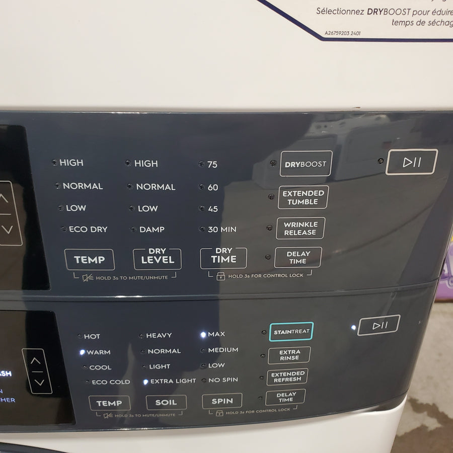 Electrolux 300 Series Laundry Tower Single Unit Washer & Electric Dryer with LuxCare® Wash System in White ELTE7300AW - Scratch & Dent (Moderate)