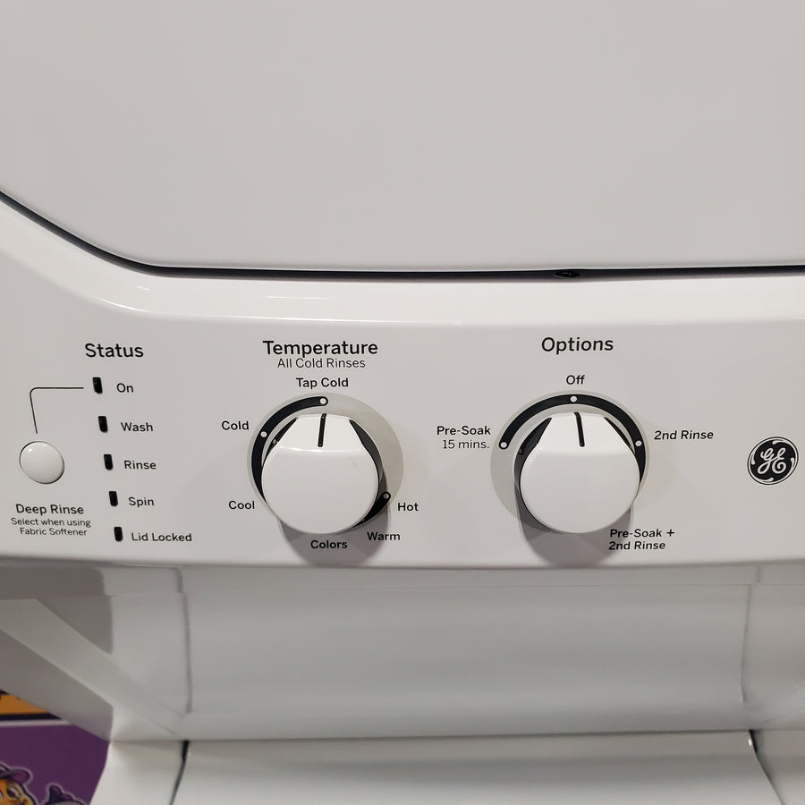 GE Unitized Spacemaker® 2.3 cu. ft. Capacity Washer with Stainless Steel Basket and 4.4 cu. ft. Capacity Electric Dryer GUD24ESSMWW - Certified Refurbished