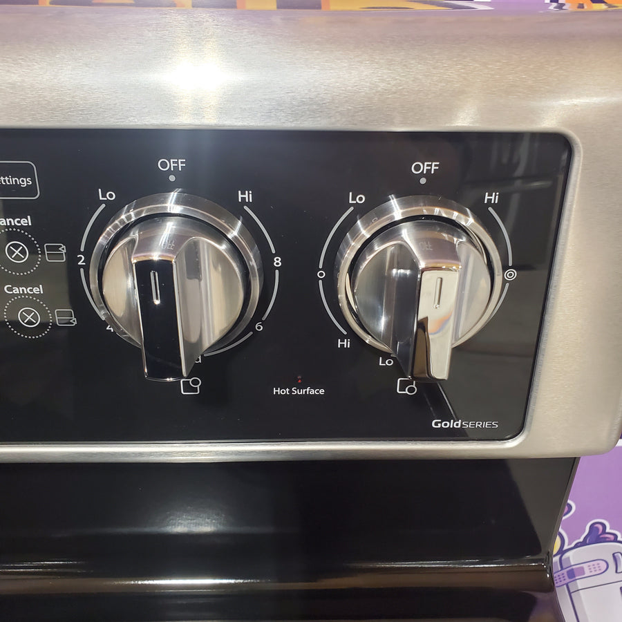 Whirlpool 6.7 cu. ft. 5 Burner Element Double Oven Electric Range with True Convection in Stainless Steel WGE745C0FS - Scratch & Dent (Minor)