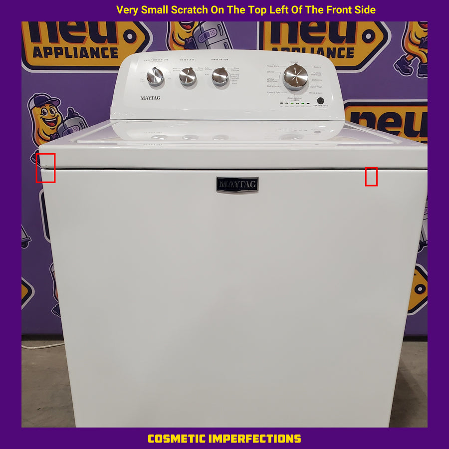 Maytag Top Load 3.8 cu. ft. Washer with Deep Fill and Quick Wash Cycle MVW4005SW - Scratch & Dent (Minor) and Maytag Top Load Electric Wrinkle Prevent 7.0 cu. ft. Dryer with Auto Dry MED4005SW - Scratch & Dent (Minor)