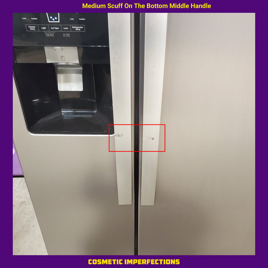 Whirlpool 33 Inch Wide Side by Side 21 Cu. Ft. Refrigerator with Can Caddy and Frameless Glass Shelves in Fingerprint Resistant Stainless Steel WRS321SDHZ - Scratch & Dent (Minor)