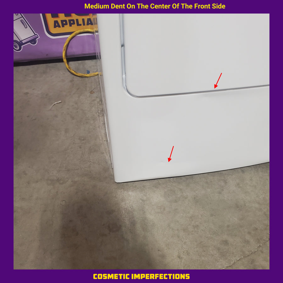 GE White Electric 6.2 Cu. Ft. Capacity Dryer with Shallow Depth and Up to 120 Ft. Venting Capability GTX33EASKWW - Scratch & Dent (Minor)