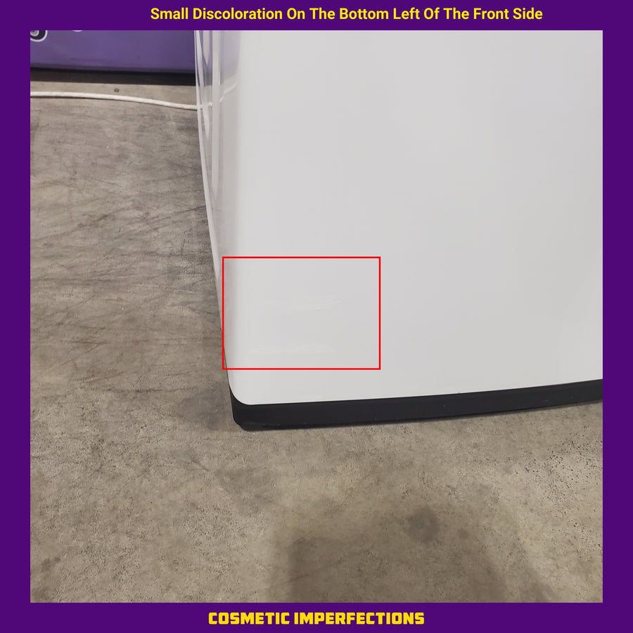 Samsung 5.2 cu. ft. Large Capacity Smart Top Load Washer with Super Speed Wash in White WA52DG5500AW - Scratch & Dent (Minor) and Samsung White Smart Electric 7.4 Cu. Ft. Dryer with Sensor Dry and Steam Sanitize+ DVE52A5500W - Scratch & Dent (Moderate)