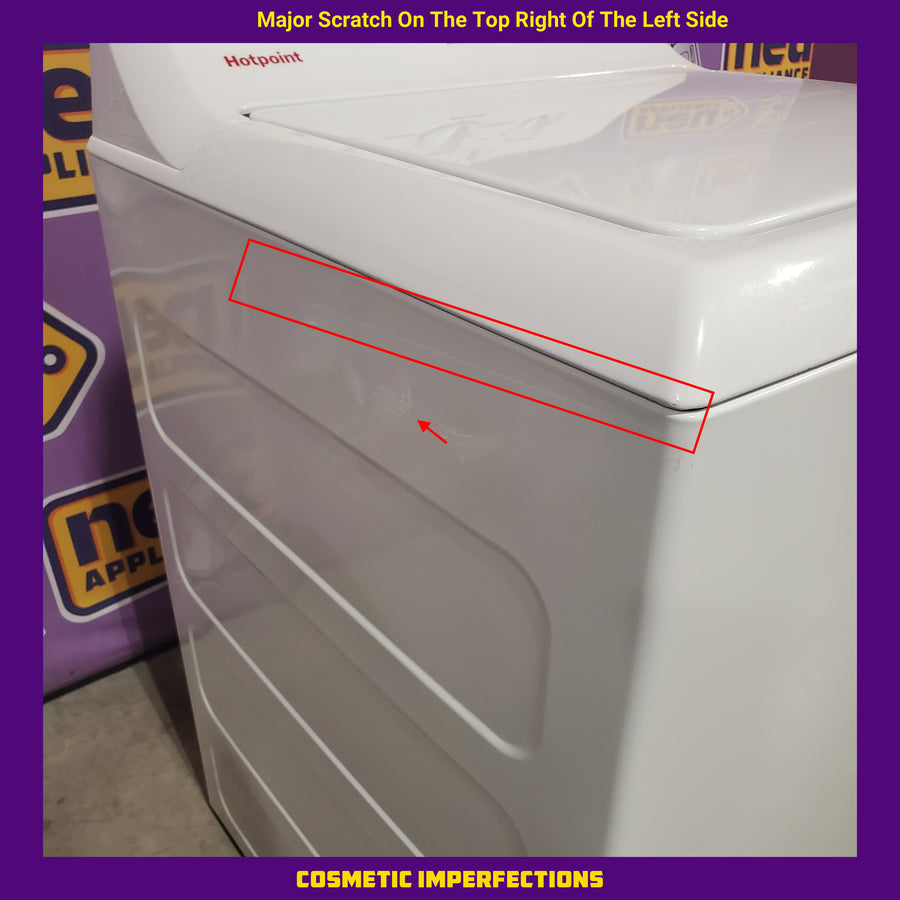 Hotpoint® 4.0 cu. ft. Capacity Washer with Cold Plus and Water Level Control HTW265ASWWW - Scratch & Dent (Moderate) and Hotpoint 6.2 cu. ft. Capacity Electric Dryer with Up To 120 ft. Venting and Shallow Depth HTX26EASWWW - Scratch & Dent (Moderate)