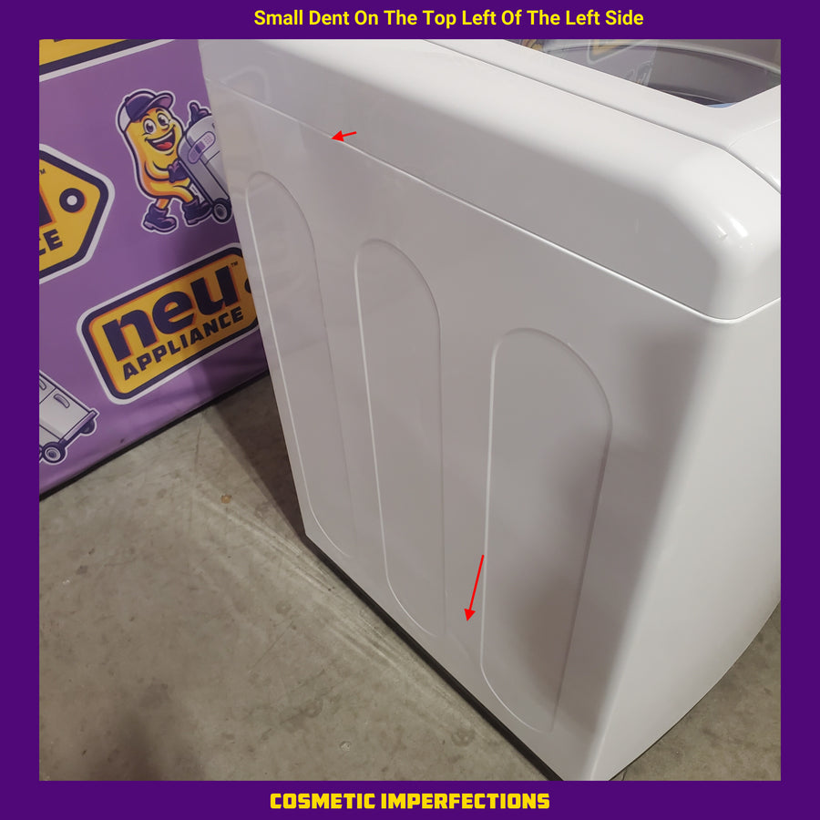 LG Top Load 4.1 Cu. Ft. Washer with TurboDrum Technology in White WT6105CW - Certified Refurbished and LG 7.3 Cu. Ft.  Electric Rear Control Ultra Large Capacity Dryer in White with Sensor Dry DLE6100W - Scratch & Dent (Minor)