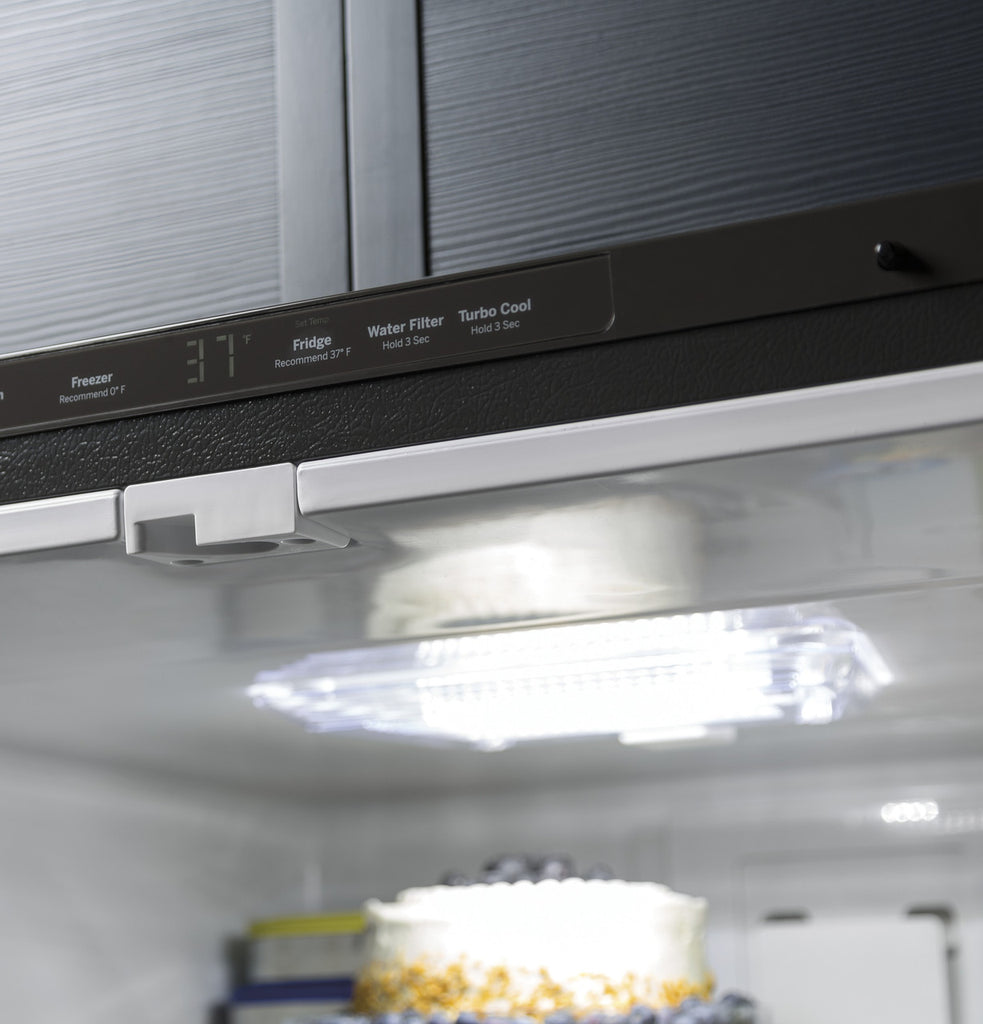Pictures of 30" Wide GE® Fingerprint Resistant Stainless ENERGY STAR® 21.0 Cu. Ft. Bottom-Freezer Refrigerator with Ice Maker GDE21EYKFS - Open Box - Neu Appliance Outlet - Discount Appliance Outlet in Austin, Tx
