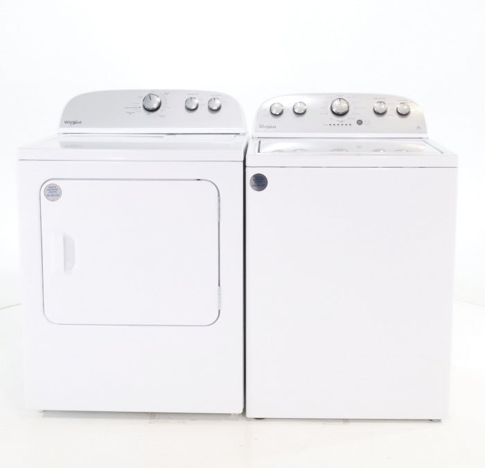 HE Whirlpool 3.5 cu. ft. Top Load Washing Machine with Deep Water Wash and 7 cu. ft. Electric Dryer with AutoDry- Scratch & Dent - Minor
