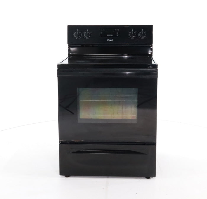 Black Whirlpool 4.8 cu. ft. 4 Heating Element Freestanding Electric Range with Custom Broil- Certified Refurbished