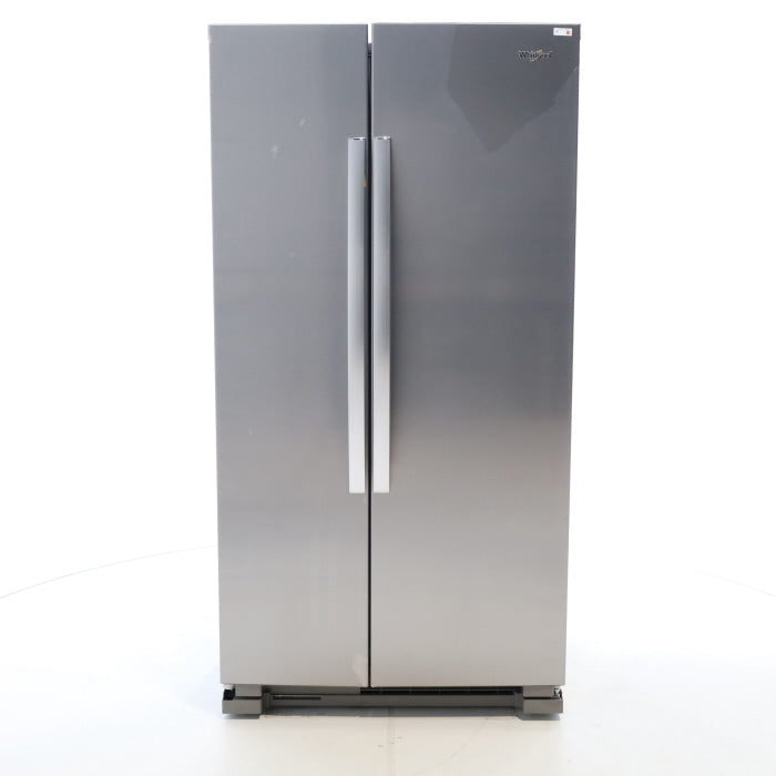 Monochromatic Stainless Steel Whirlpool 25 cu. ft. Side by Side Refrigerator with Electronic Temperature Controls
