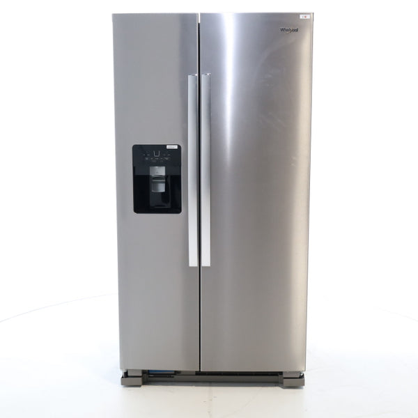 Fingerprint-Resistant Stainless Steel Whirlpool 24.5 cu. ft. Side by Side Refrigerator with In Door Ice and Water Dispenser - Open Box