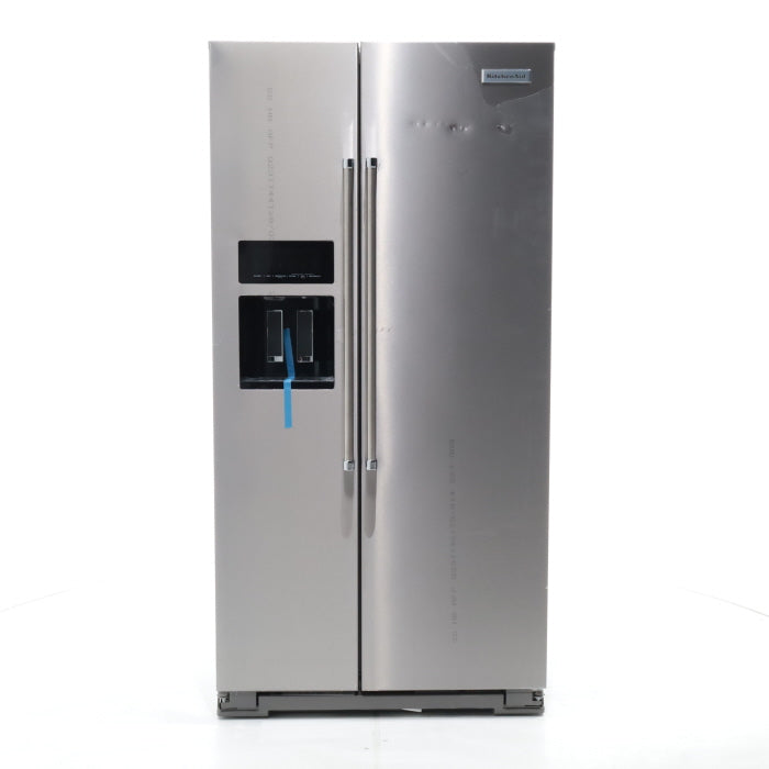 Pictures of Counter Depth PrintShield Stainless Steel KitchenAid 22.6 cu. ft. Side by Side Refrigerator with Exterior Water and Ice - Scratch & Dent - Moderate - Neu Appliance Outlet - Discount Appliance Outlet in Austin, Tx