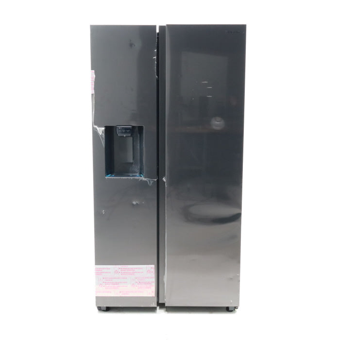 Fingerprint Resistant Black Stainless Steel ENERGY STAR Samsung 27.4 cu. ft. Side by Side Refrigerator with Exterior Water and Ice Dispenser - Scratch & Dent - Moderate