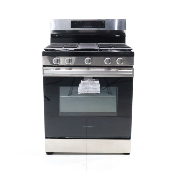 Stainless Steel Samsung 6.0 cu. ft. 5 Burner Freestanding Gas Range with Integrated Griddle - Scratch & Dent - Major