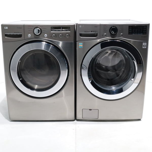 Graphite Steel LG 4.5 cu. ft. Steam Front Load Washer with SmartThinQ and 7.3 cu. ft. Front Load Electric Dryer with TrueSteam - Certified Refurbished