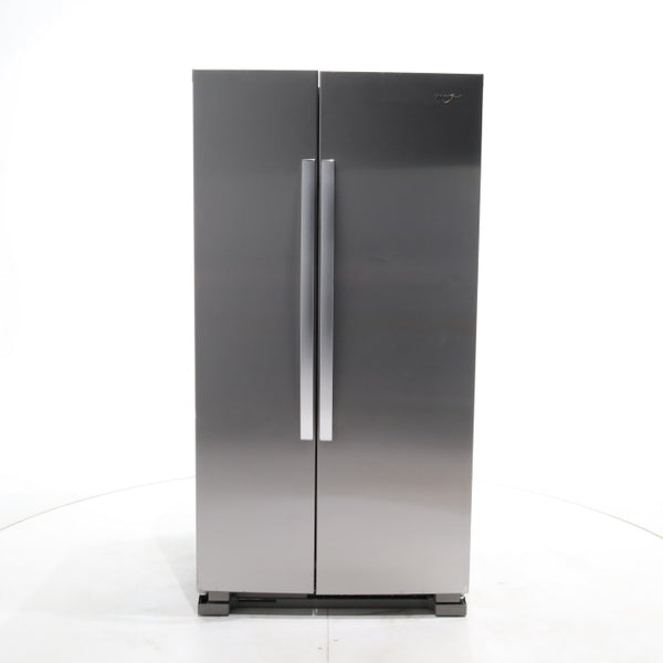 Monochromatic Stainless Steel Whirlpool 25 cu. ft. Side by Side Refrigerator with Electronic Temperature Controls - Scratch & Dent - Moderate