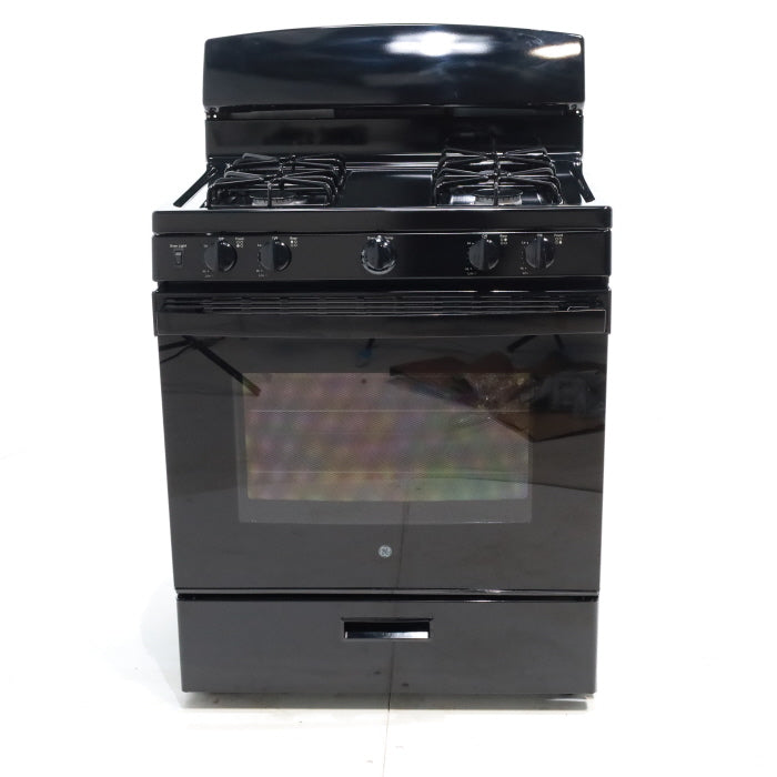 Black GE 4.8 cu. ft. 4 Burner Freestanding Gas Range with Broiler Drawer - Certified Refurbished