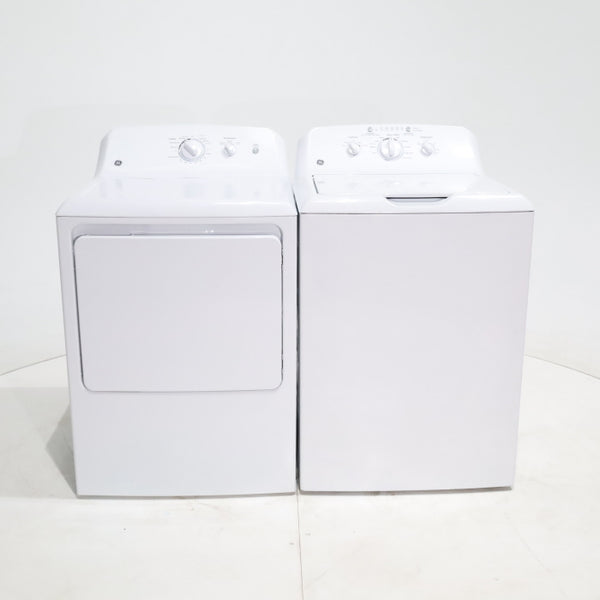 GE 3.8 cu. ft. Top Load Washer with Heavy-Duty Agitator and 6.2 cu. ft. Electric Dryer with 120 ft Venting - Certified Refurbished
