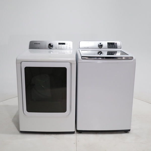 ENERGY STAR Samsung 4.5 cu. ft. Top Load Washing Machine with Deep Fill and Samsung 7.3 cu. ft. Electric Dryer with Smart Care - Certified Refurbished