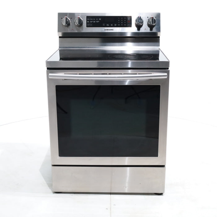 Stainless Steel Samsung 5.9 cu. ft. Freestanding 5 Heating Element Smooth Cooktop Electric Range with True Convection  - Certified Refurbished